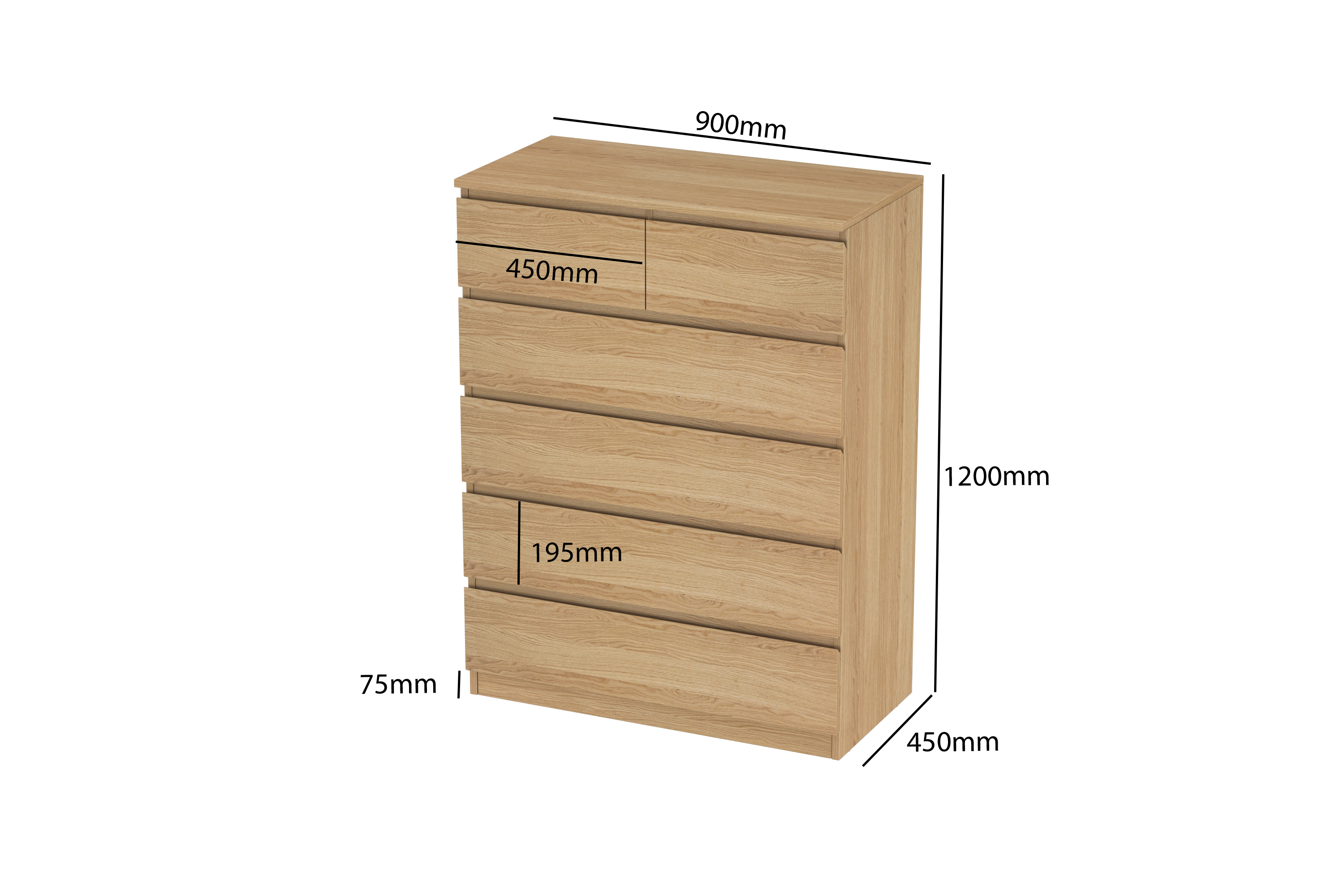 LittleBird Chest of Drawer S4 in Oak