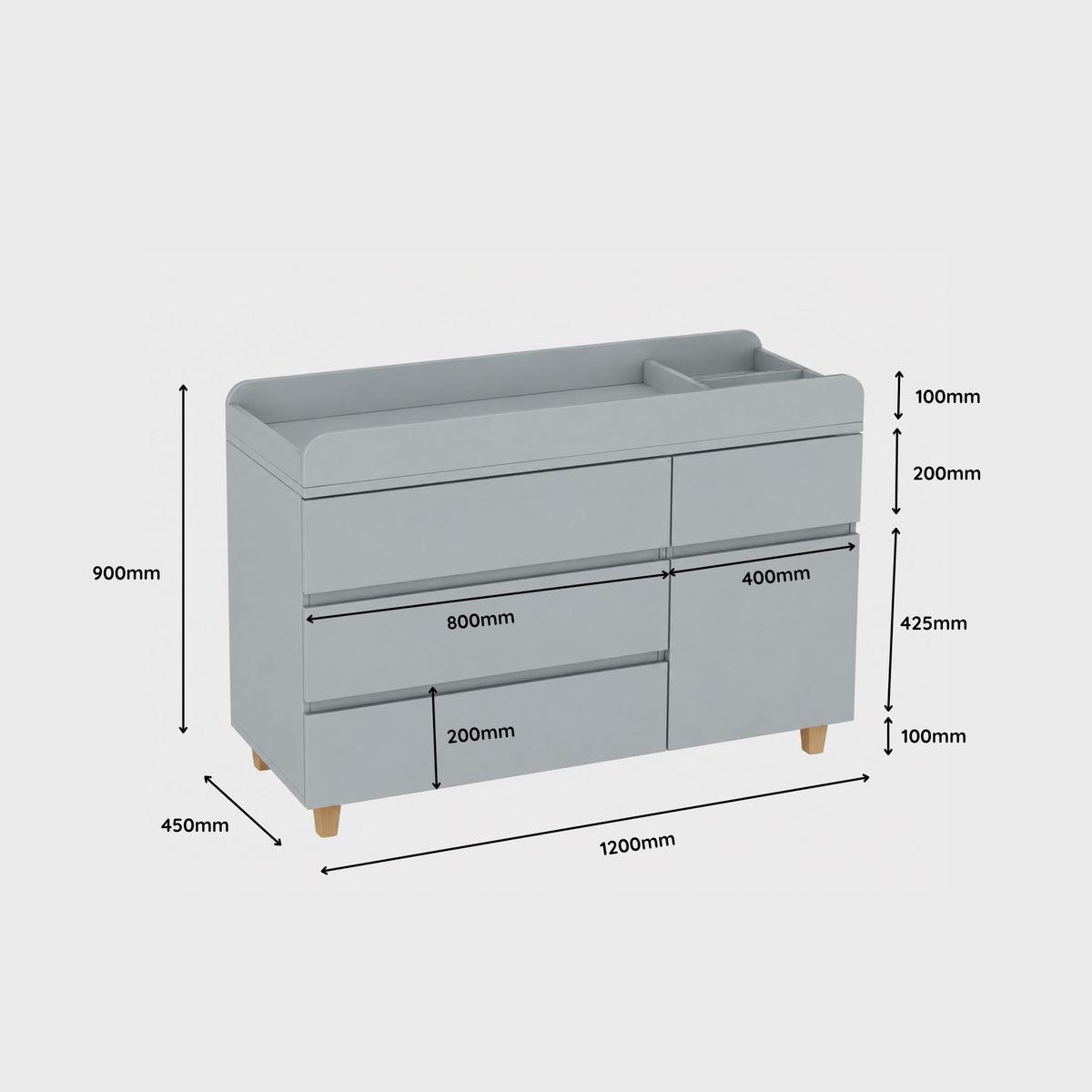 LittleBird Changing Station X4 in Grey with Groove Handle