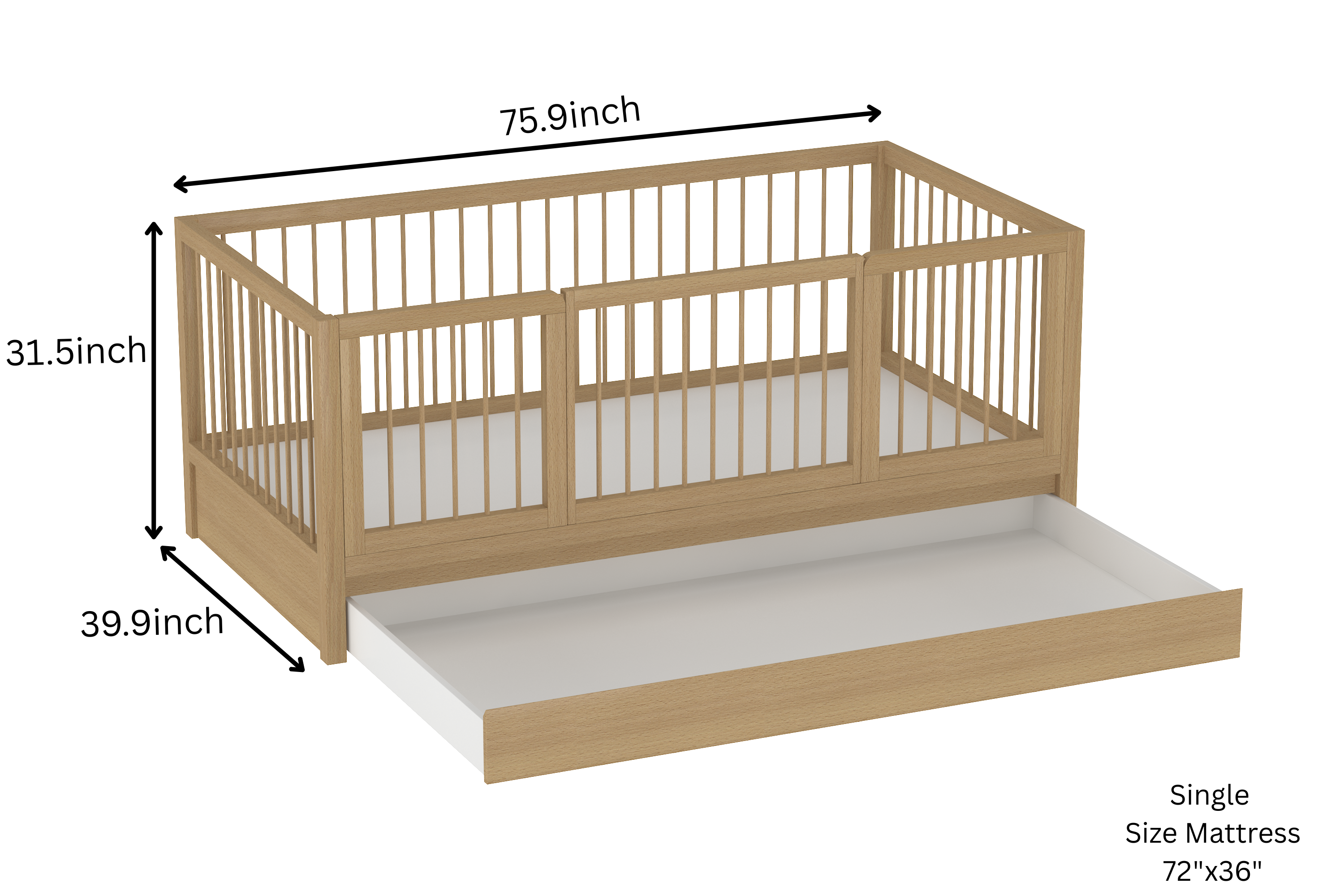Montessori Toddler Floor Bed S2 with Storage