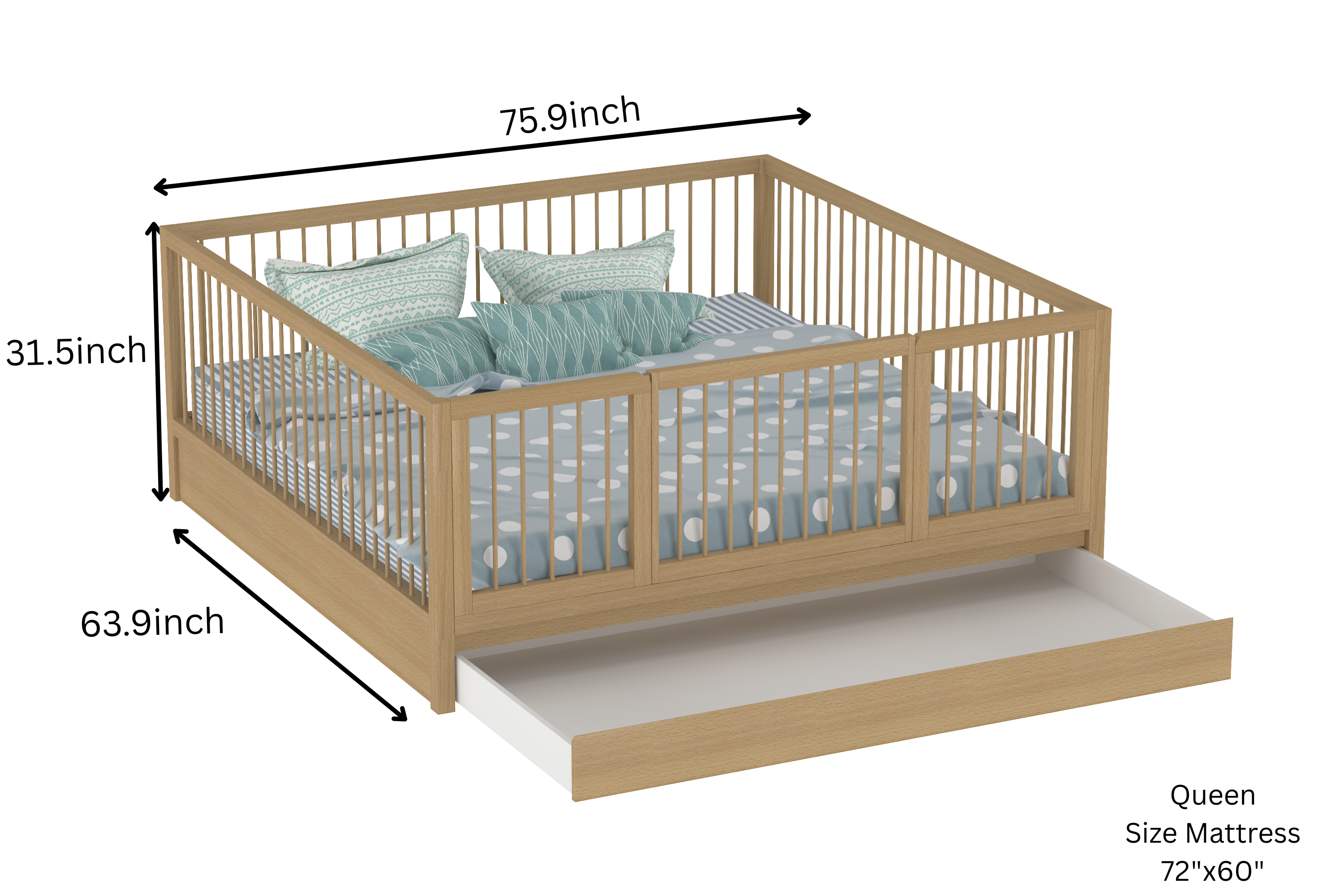 Montessori Toddler Floor Bed S2 with Storage