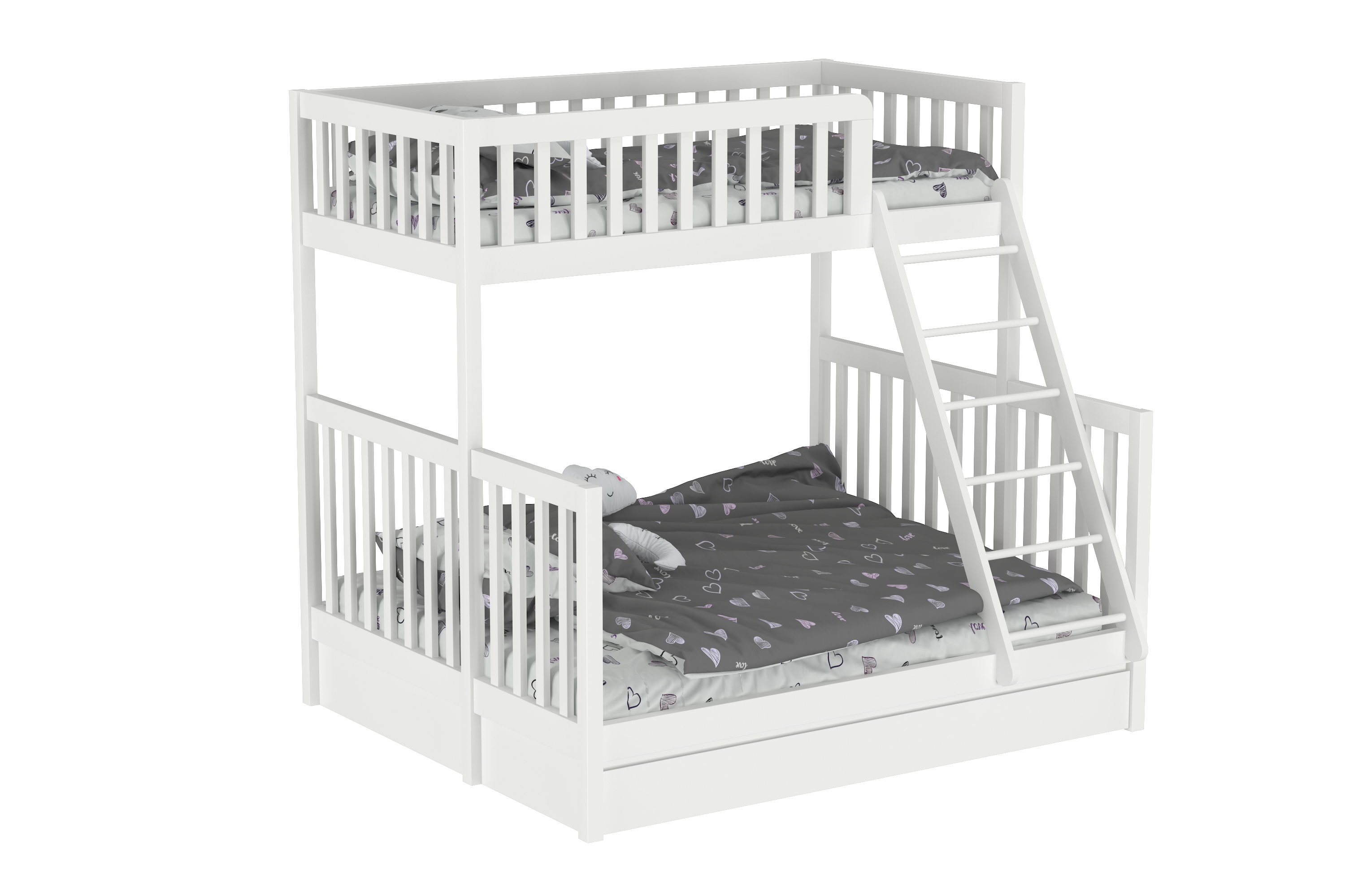 Harmony Queen-Single Bunk Bed with Trundle Bed