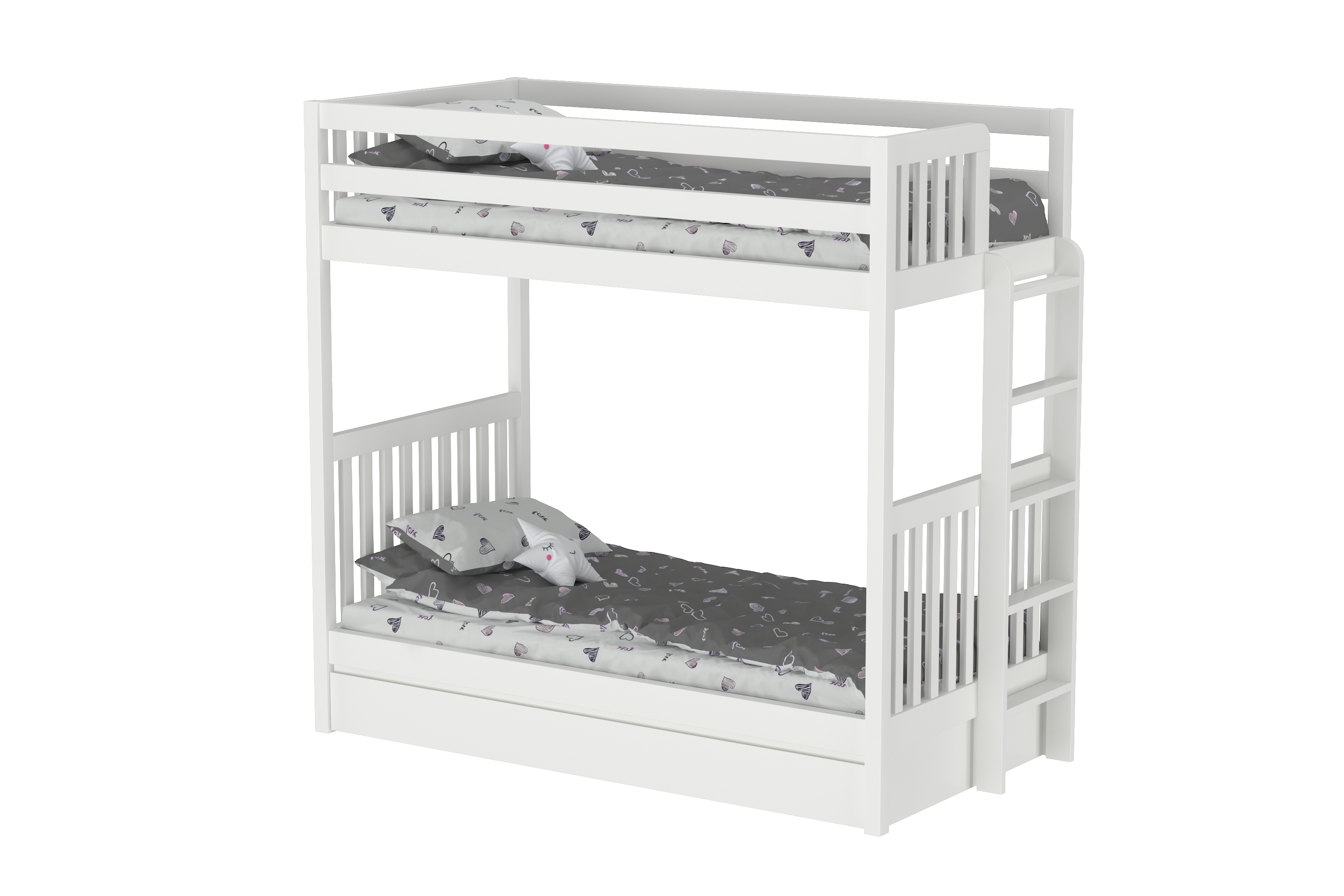 Harmony Single Single Beechwood Bunk Bed with Trundle Bed