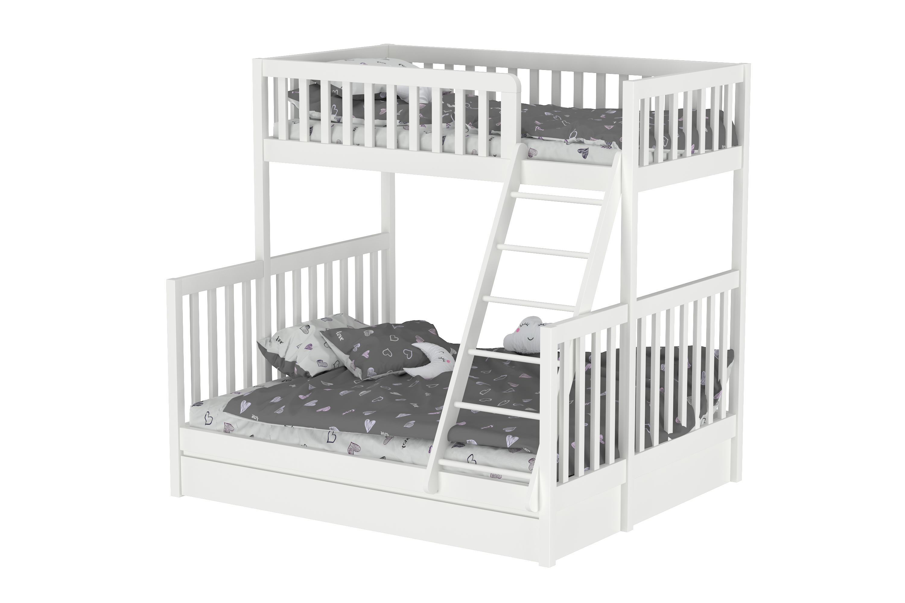 Harmony Queen-Single Bunk Bed with Trundle Bed
