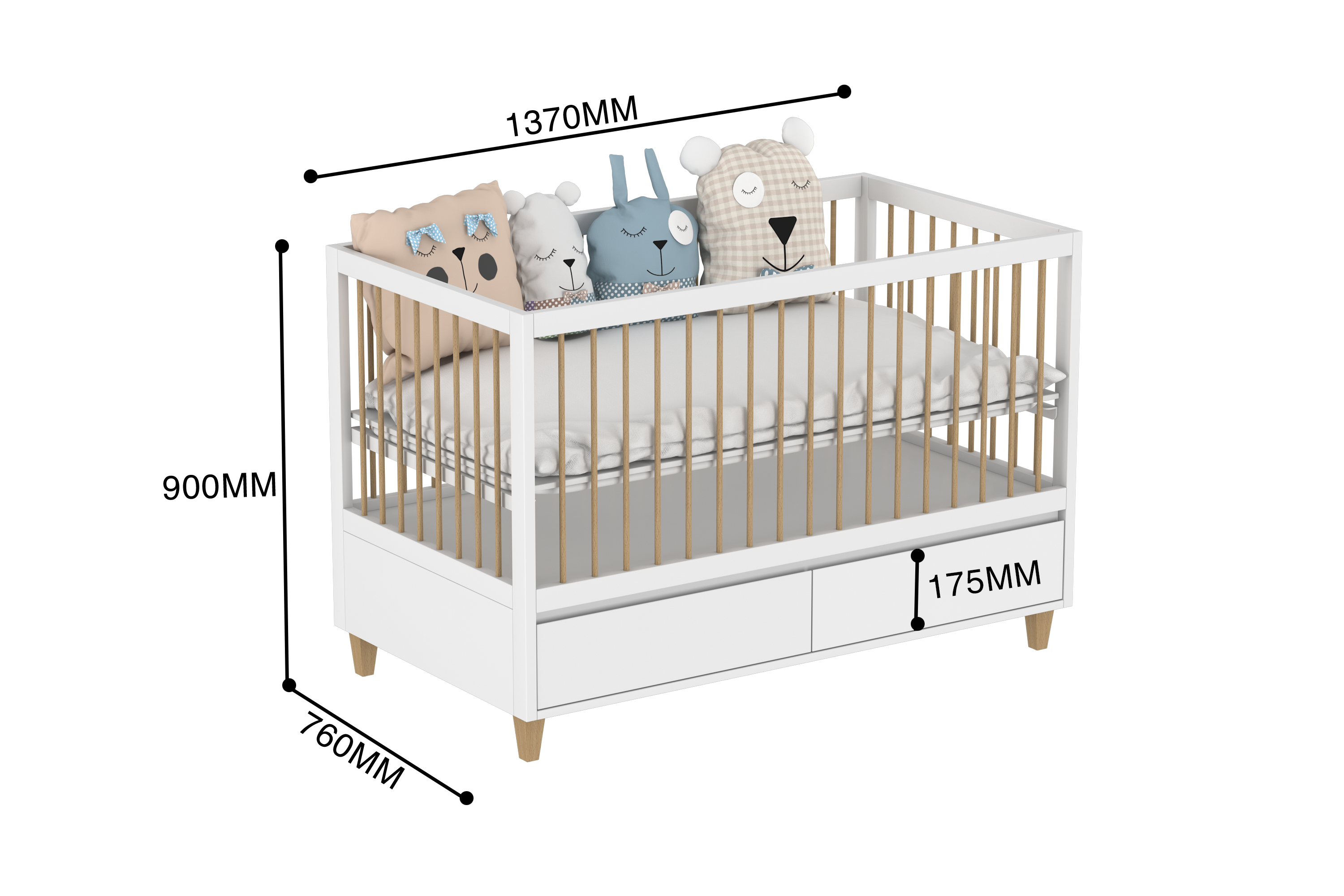 4 in 1 Amour Crib With Storage