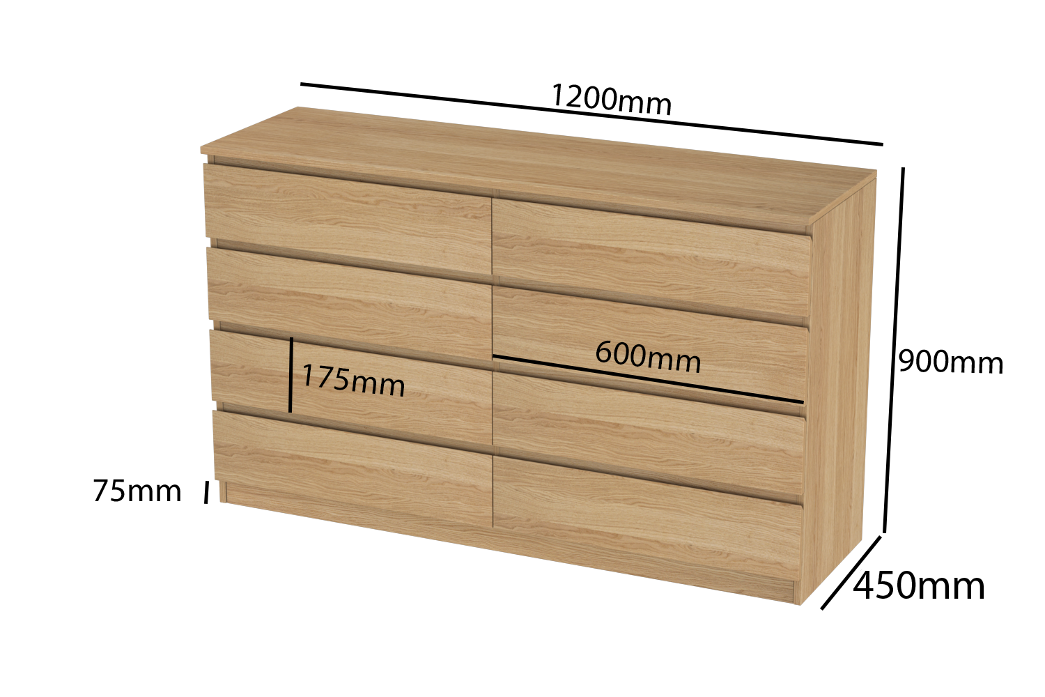 LittleBird Chest of Drawer S9 in Oak