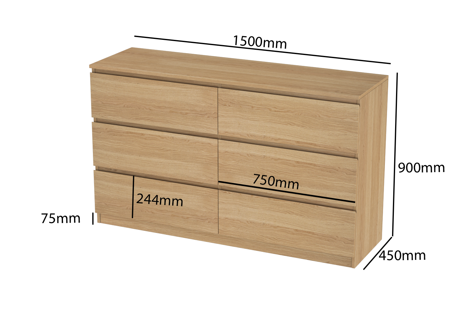 LittleBird Chest of Drawer S1 in Oak
