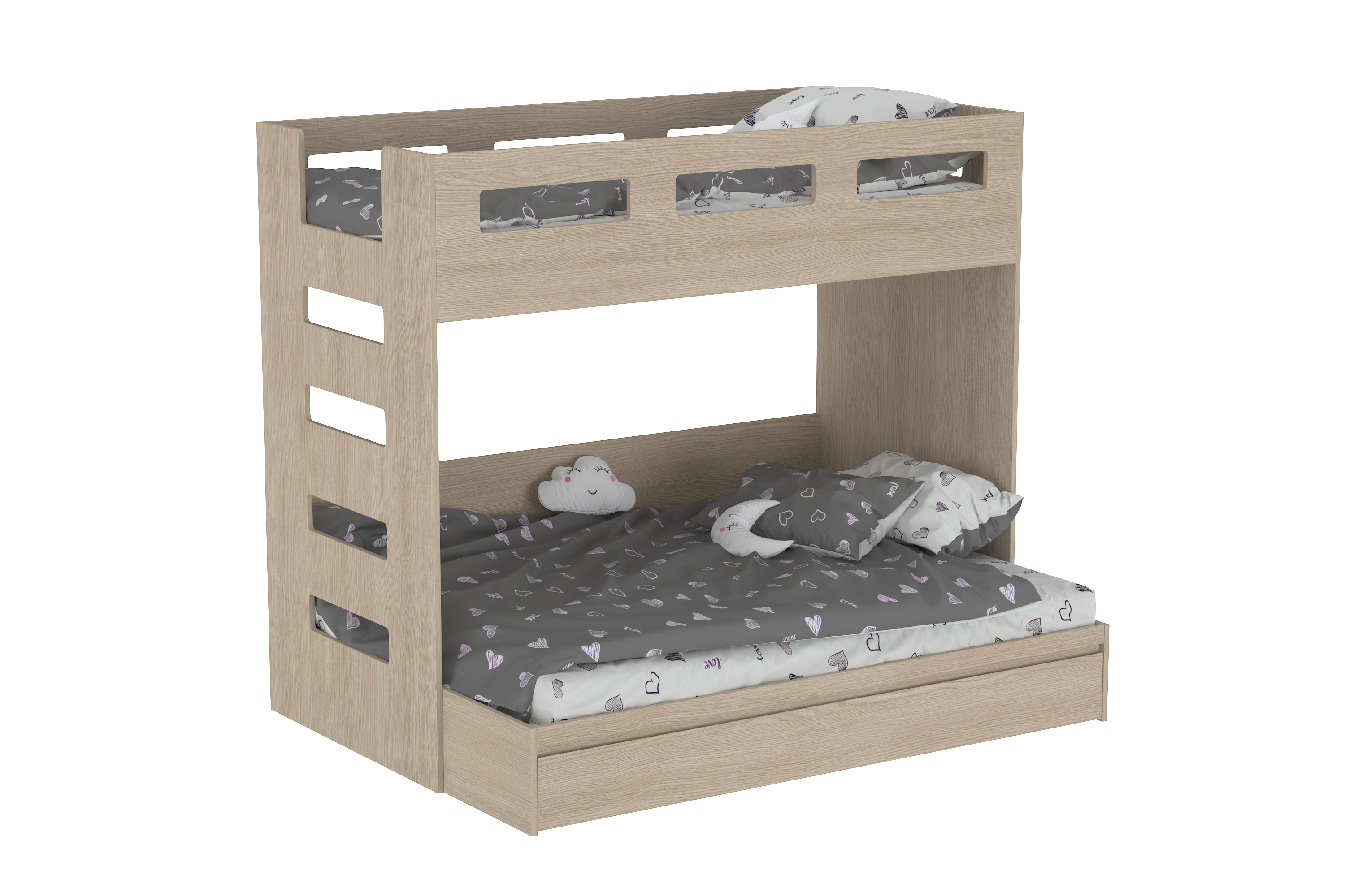 Delight Queen- Single Bunk Bed with Trundle Bed