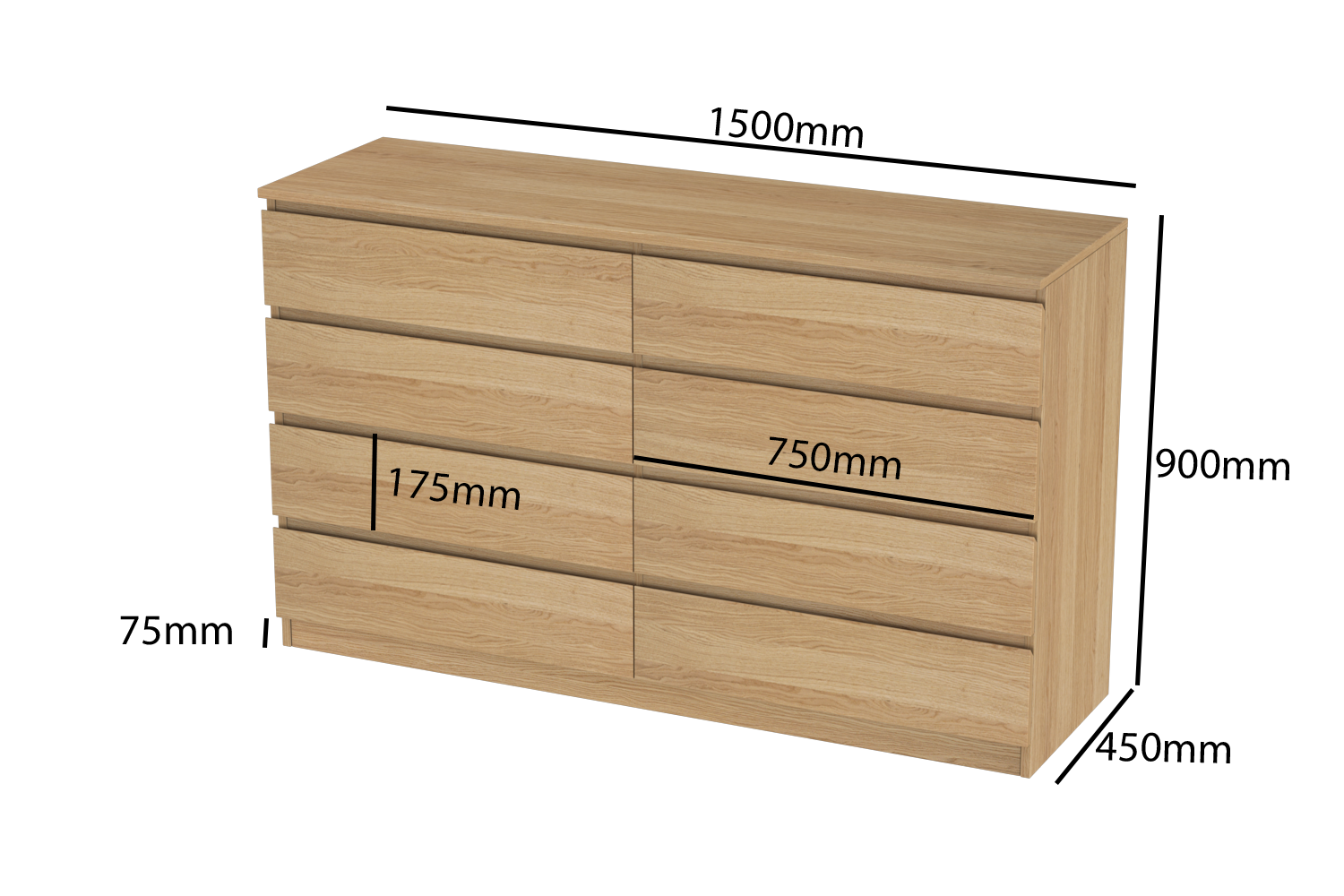 LittleBird Chest of Drawer S2 in Oak