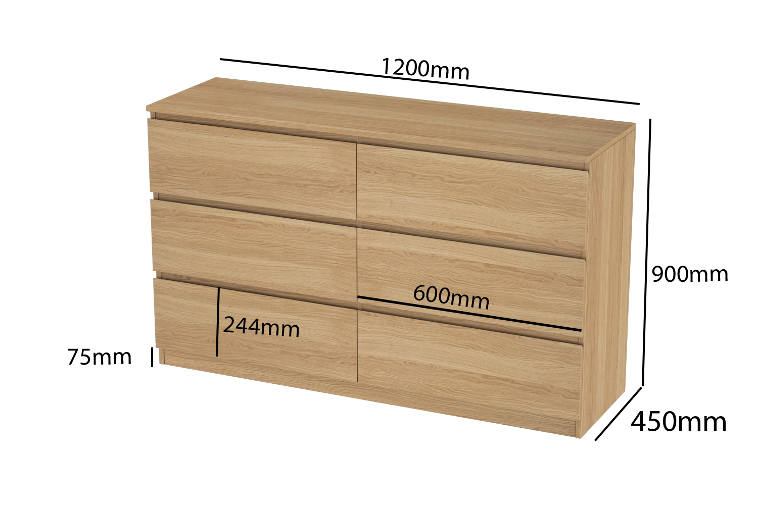 LittleBird Chest of Drawer S8 in Oak