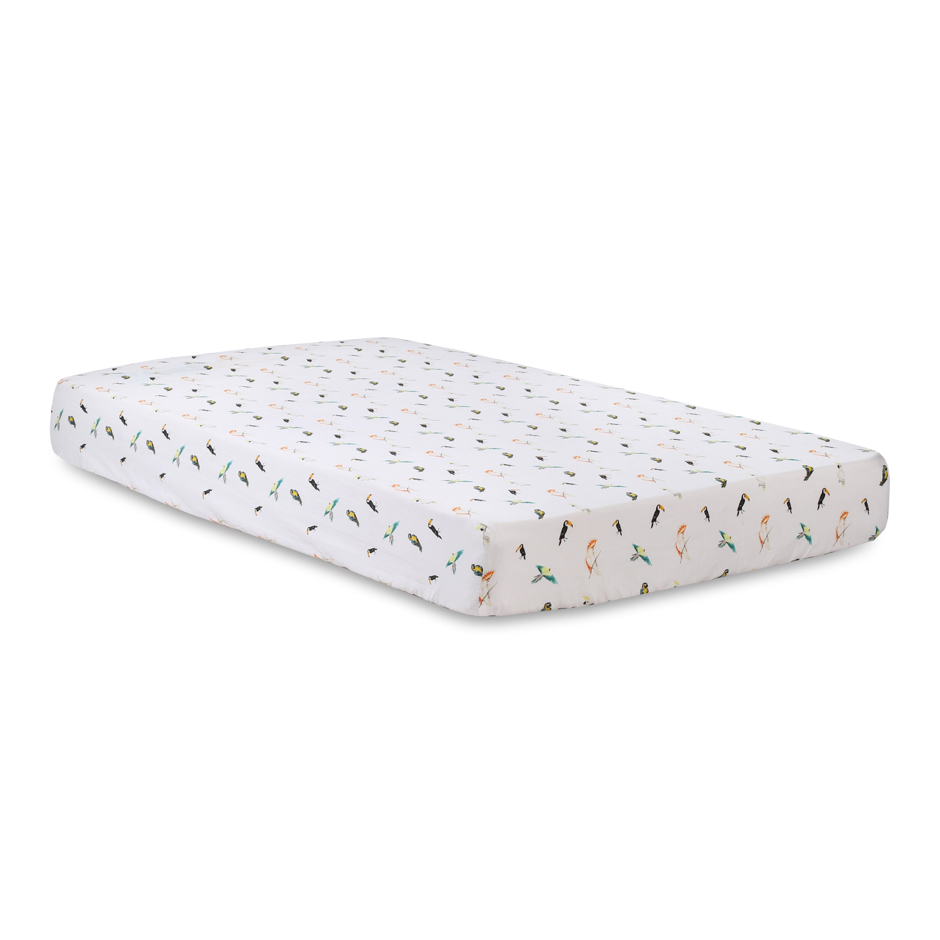 Bird Life- Fitted Cot Sheets in Organic Cotton