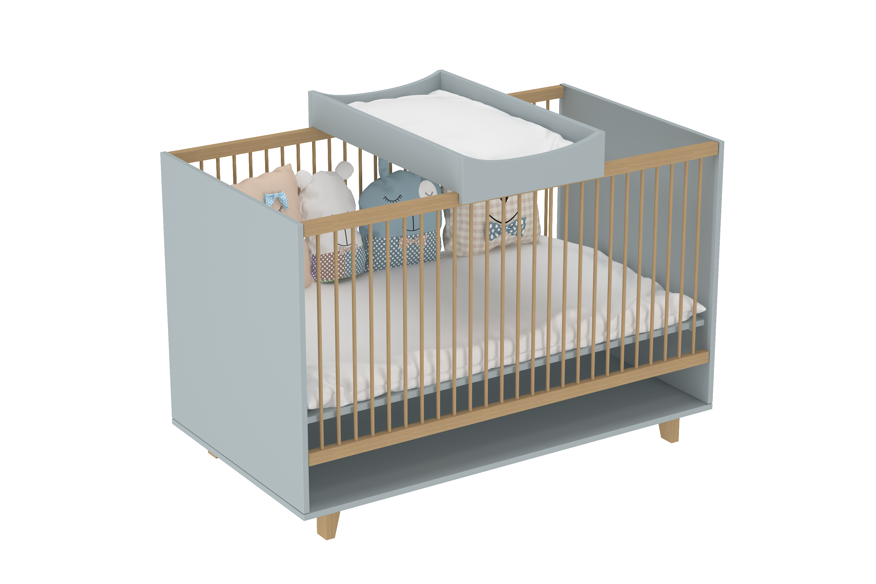 Crib Diaper Changing Tray in Steam Grey