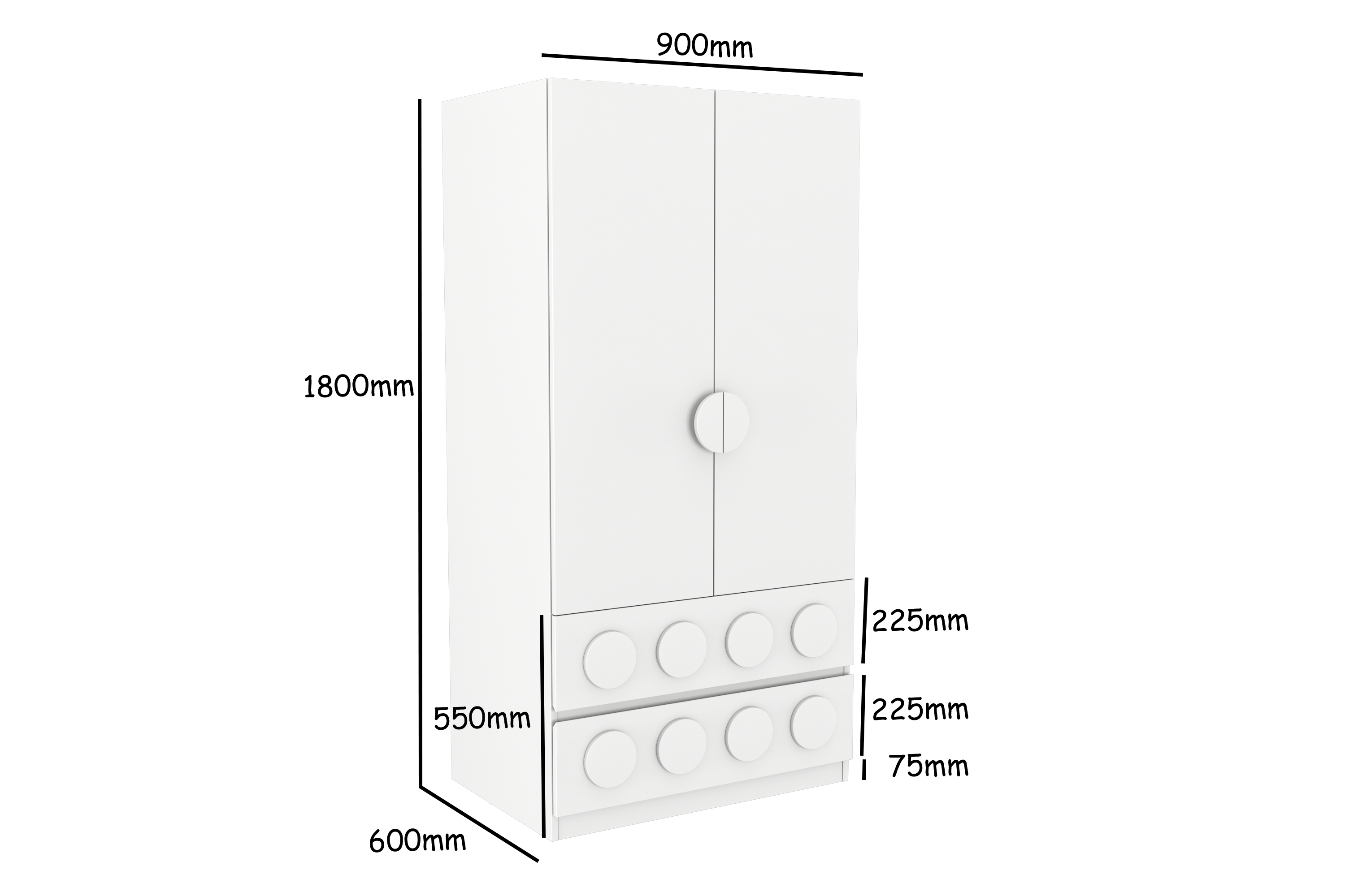 Lego Inspired Two Door Wardrobe