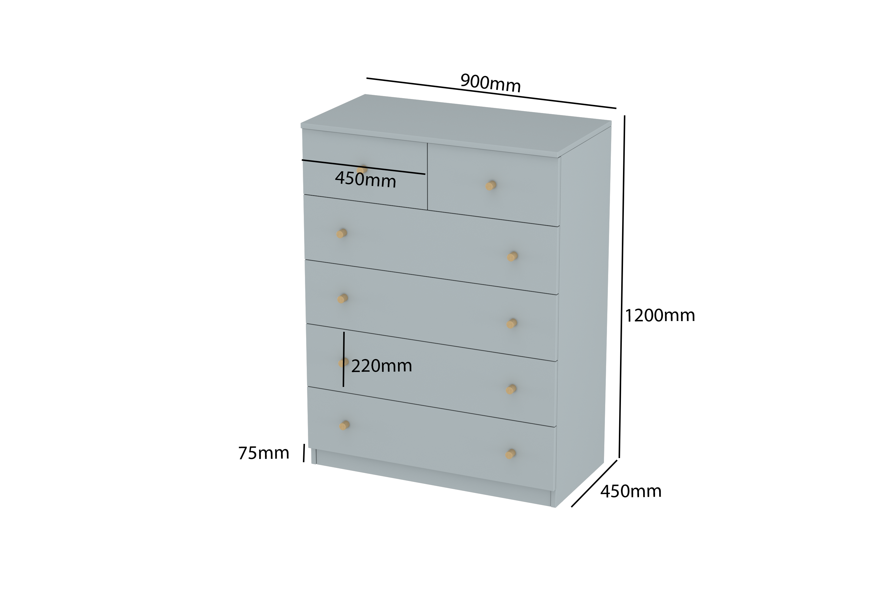 LittleBird Chest of Drawer S4 in Grey