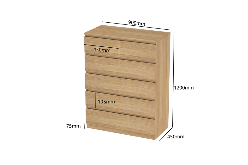 LittleBird Chest of Drawer S4 in Oak