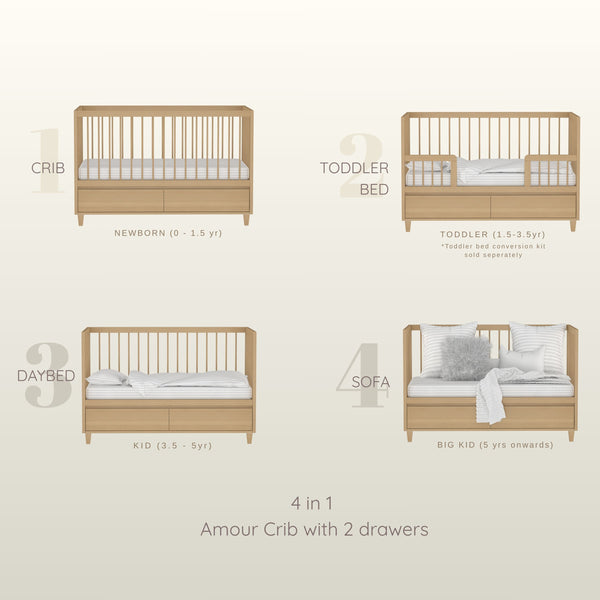 4 in 1 Amour Crib With Storage