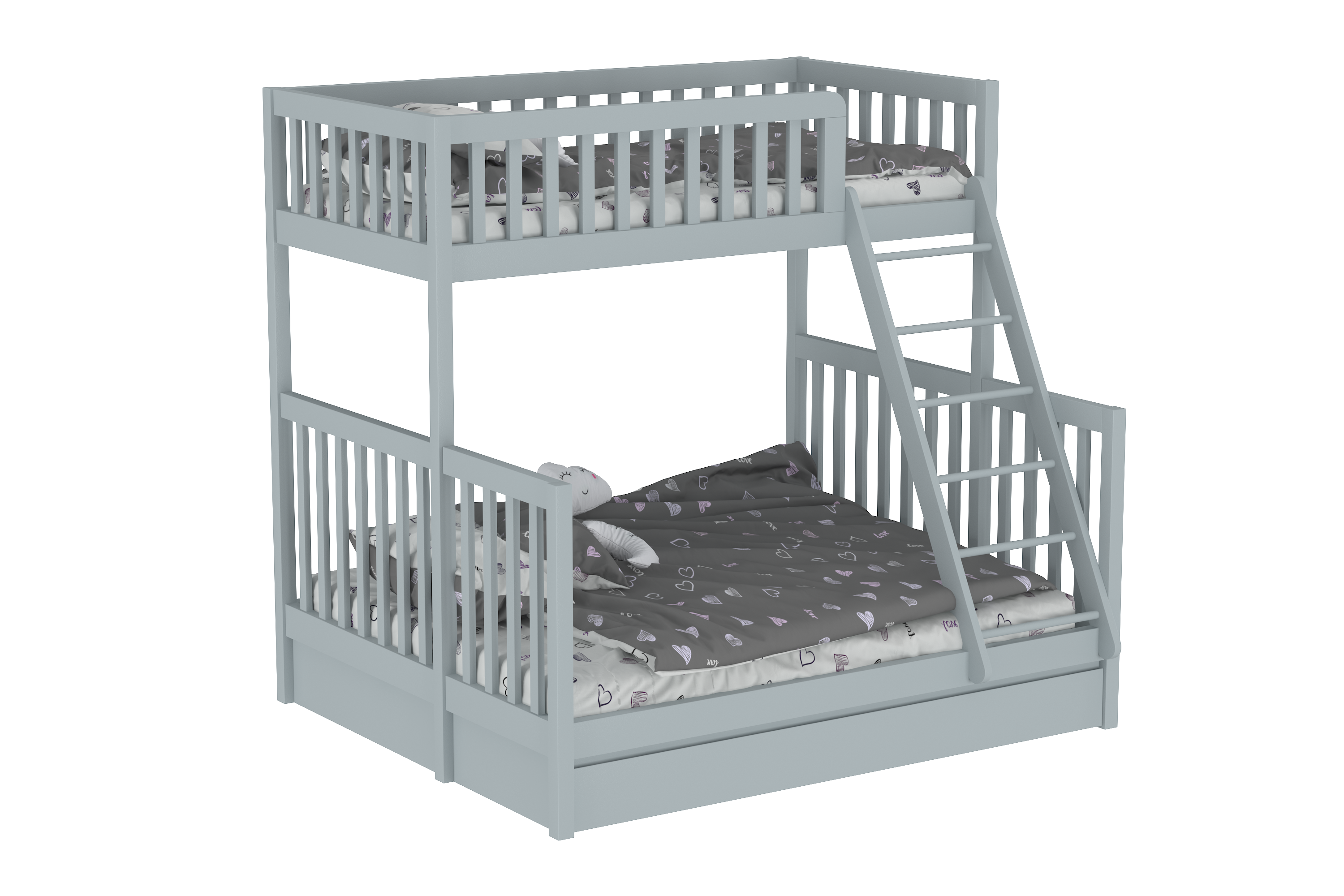 Harmony Queen-Single Bunk Bed with Trundle Bed