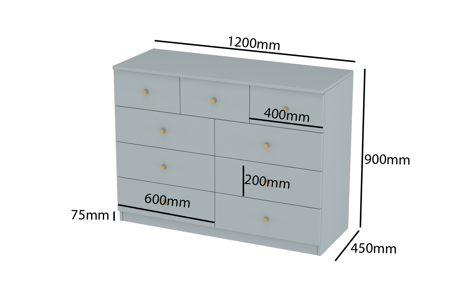 LittleBird Chest of Drawer S3 in Grey