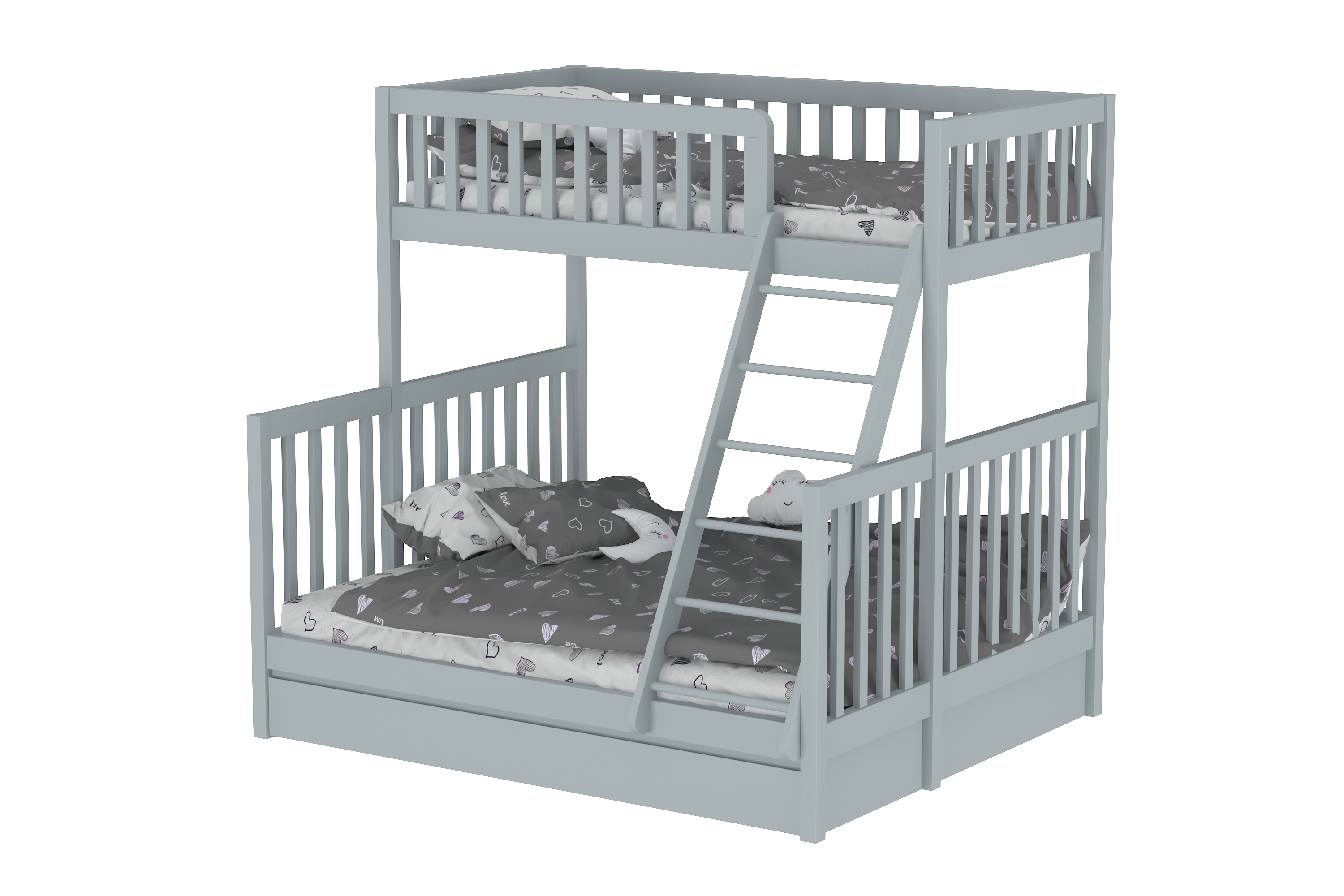 Harmony Queen-Single Bunk Bed with Trundle Bed