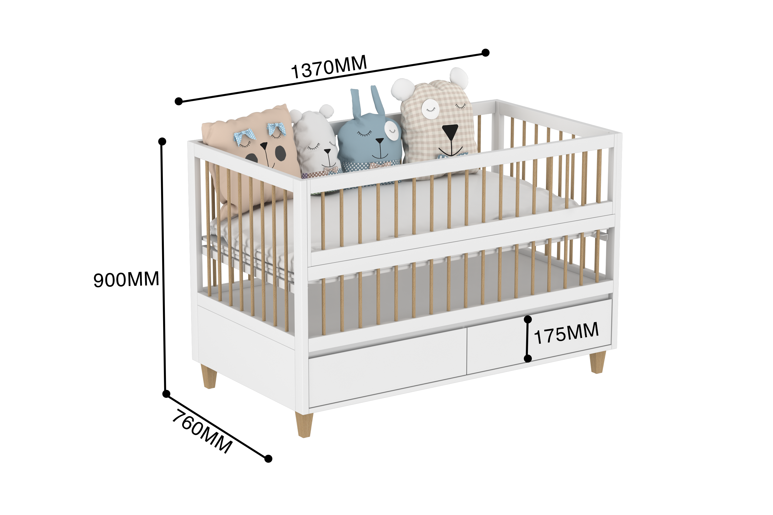 5 in 1 Amour Co-Sleeping Crib With Storage