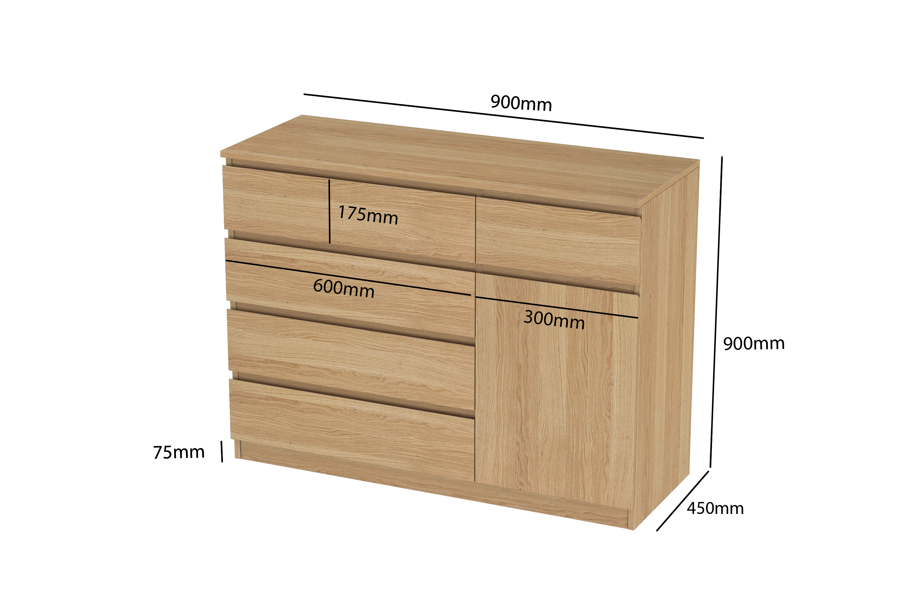 LittleBird Chest of Drawer S10 in Oak