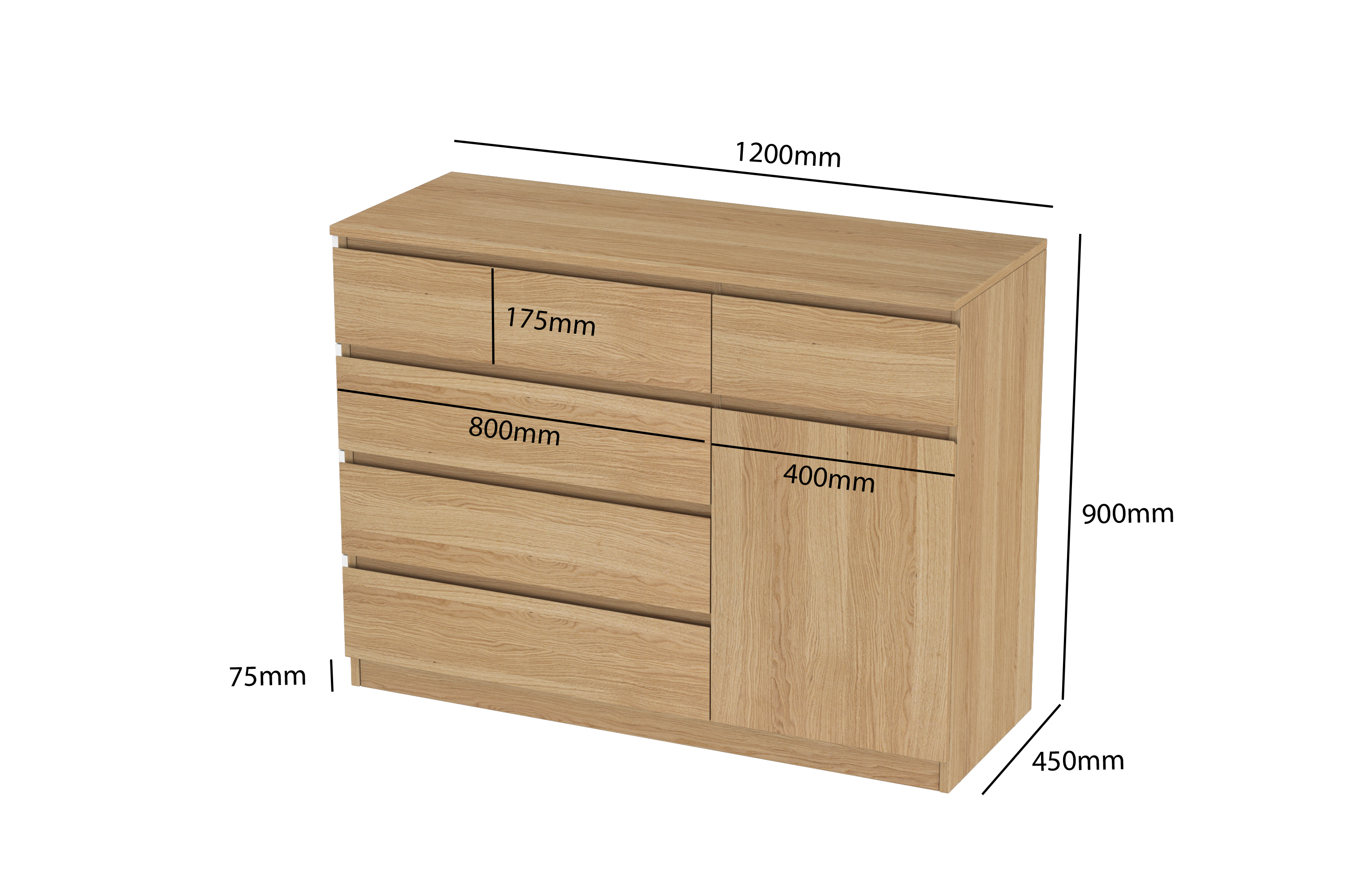 LittleBird Chest of Drawer S5 in Oak