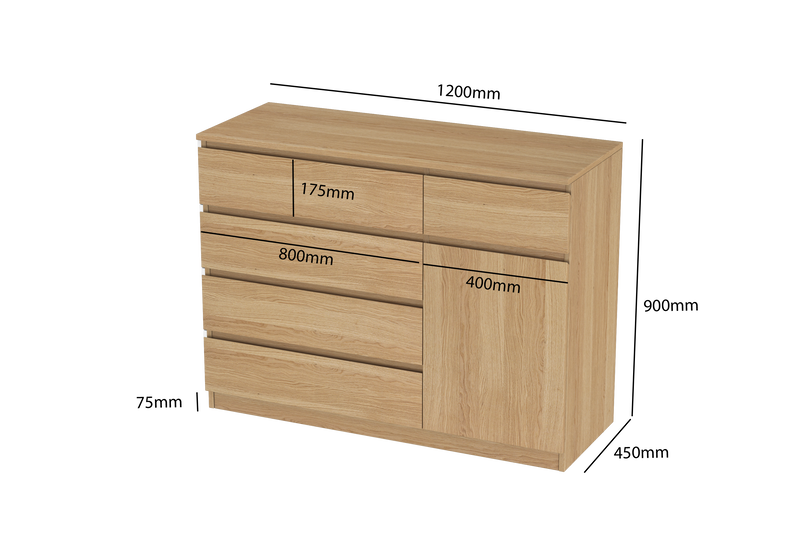 LittleBird Chest of Drawer S5 in Oak