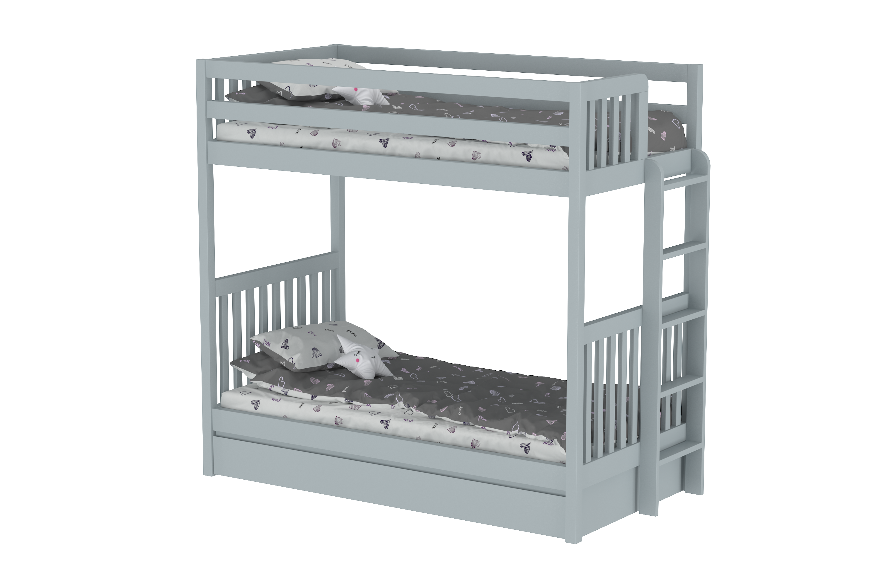Harmony Single Single Beechwood Bunk Bed with Trundle Bed