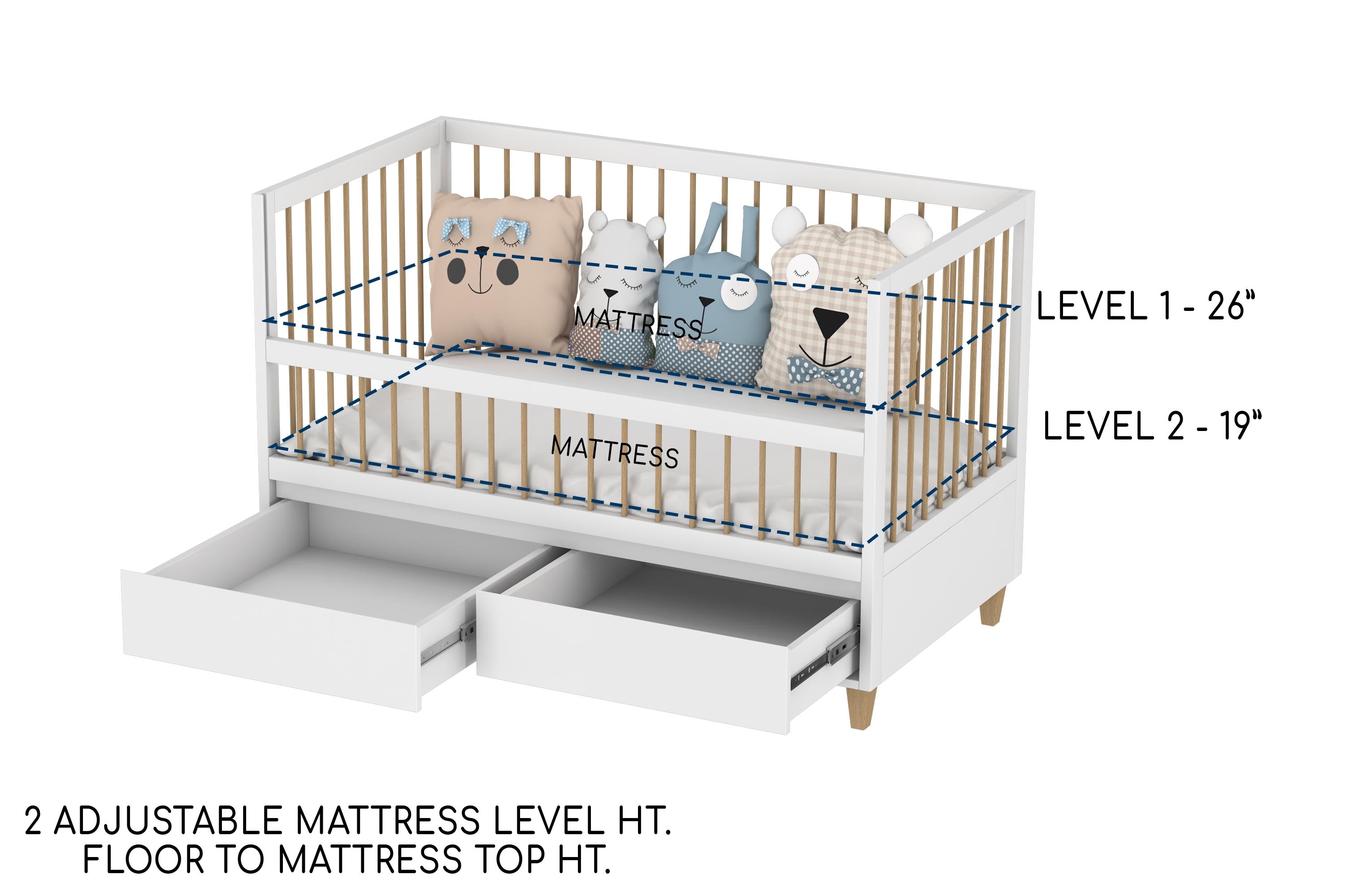 5 in 1 Amour Co-Sleeping Crib With Storage