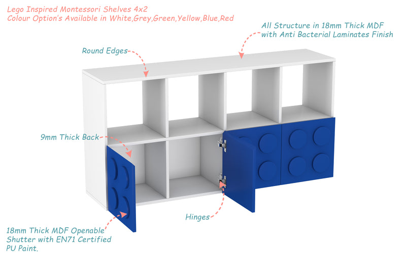 Lego Inspired Montessori Shelves 4x2 – LittleBird India