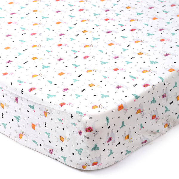 Llama Life- Fitted Cot Sheets in Organic Cotton