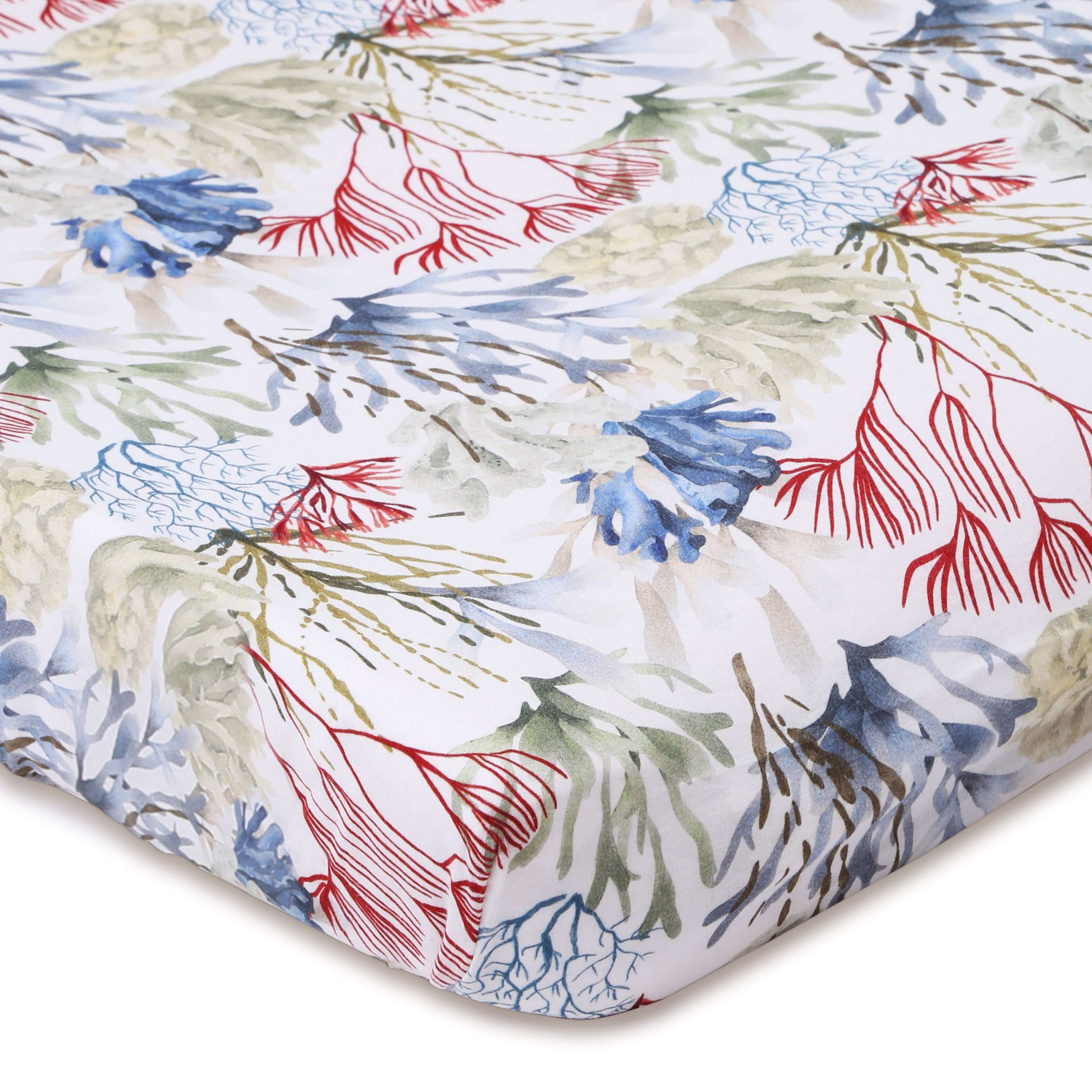 Coral Life- Fitted Changing Pad Sheet in Organic Cotton