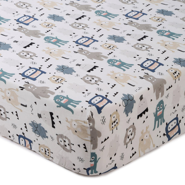 Monster Life- Fitted Cot Sheets in Organic Cotton