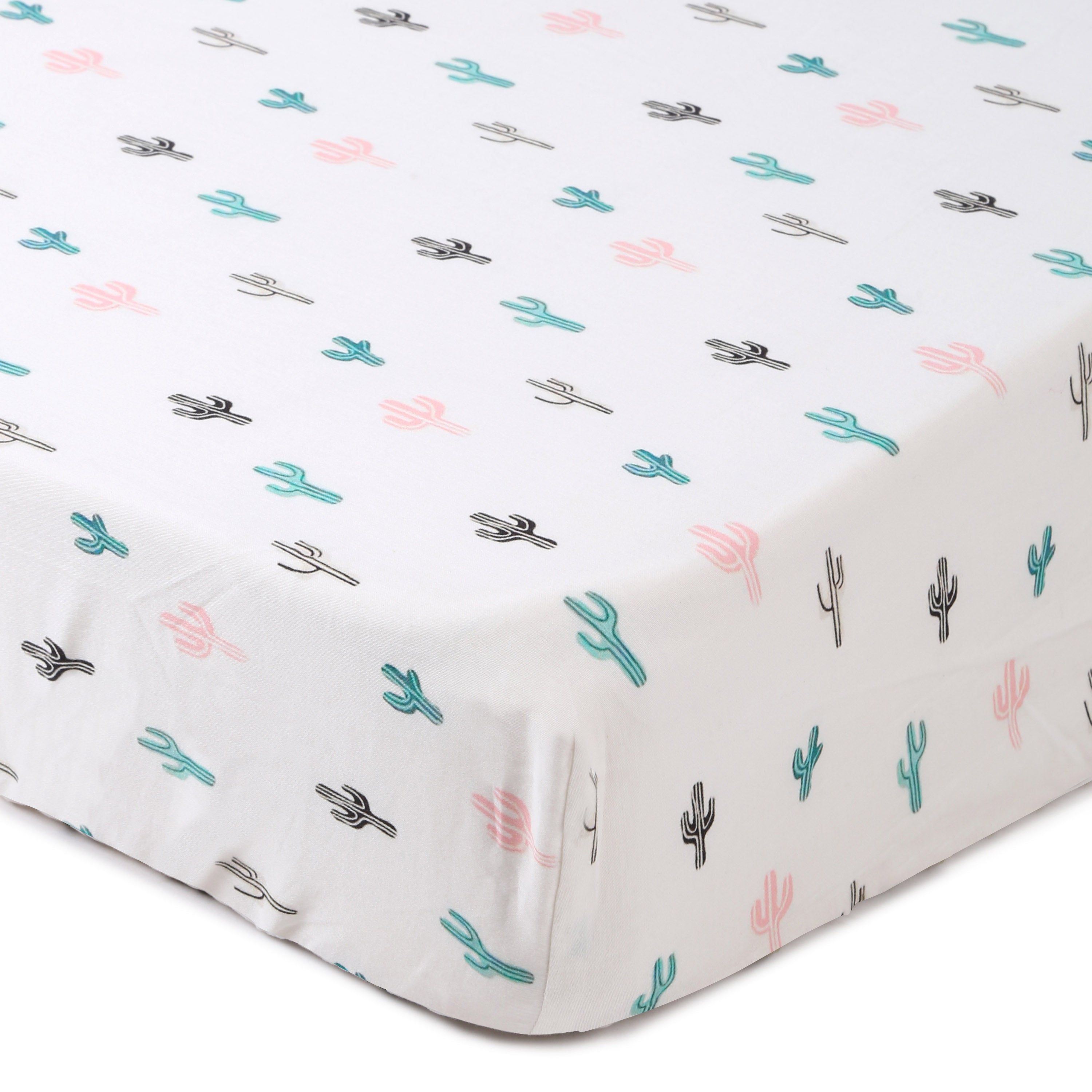 Cactus Life- Fitted Cot Sheets in Organic Cotton