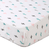 Cactus Life- Fitted Cot Sheets in Organic Cotton
