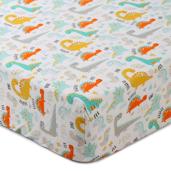 Dino Life- Fitted Cot Sheets in Organic Cotton