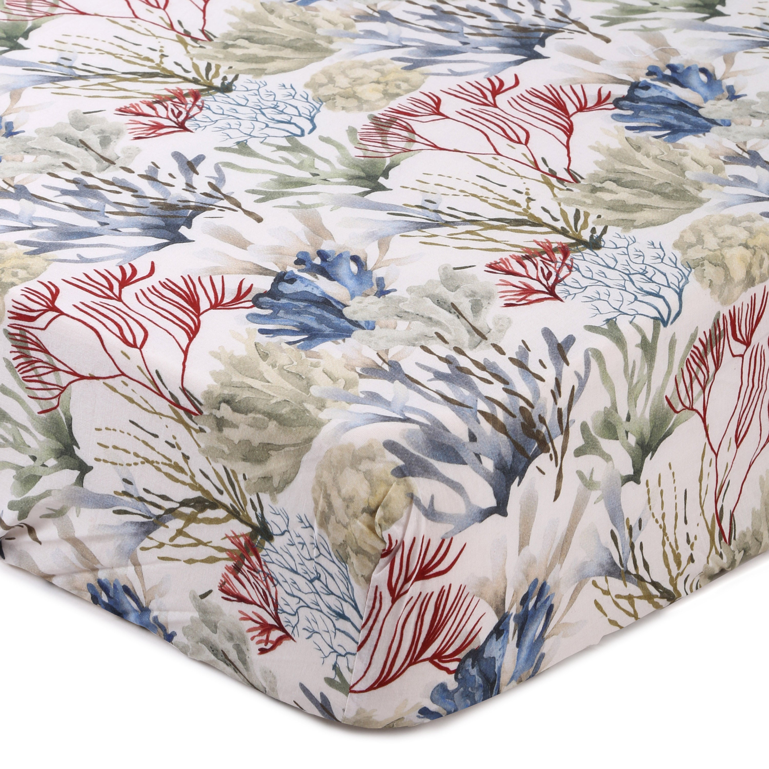 Coral Life- Fitted Cot Sheets in Organic Cotton