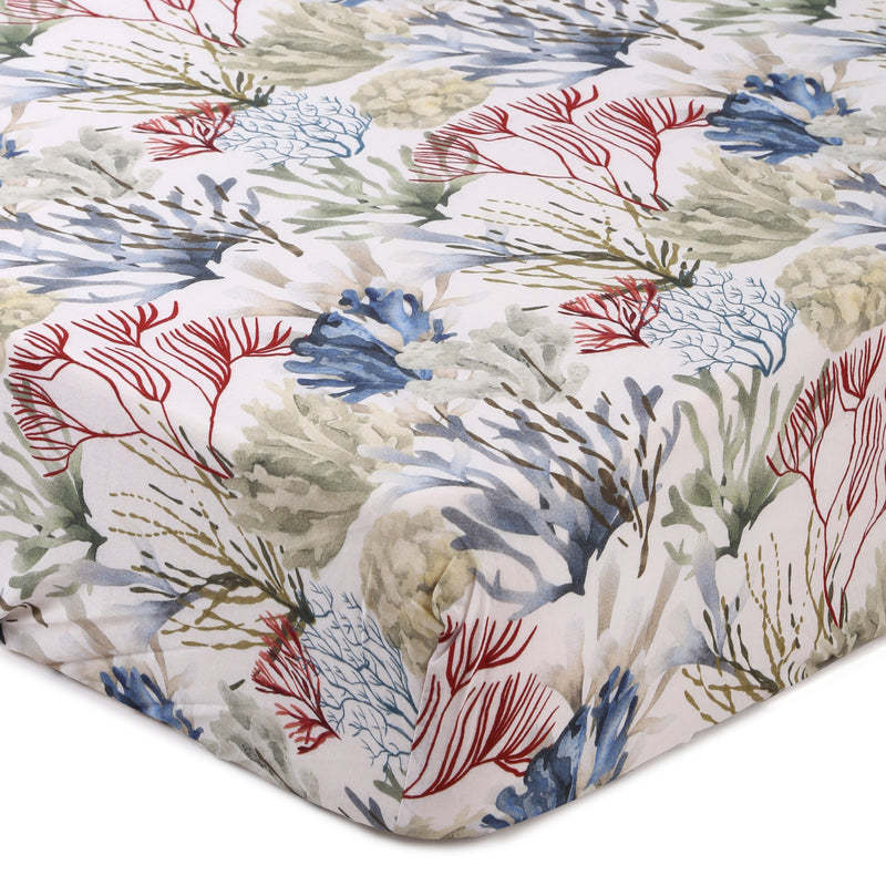 Coral Life- Fitted Cot Sheets in Organic Cotton