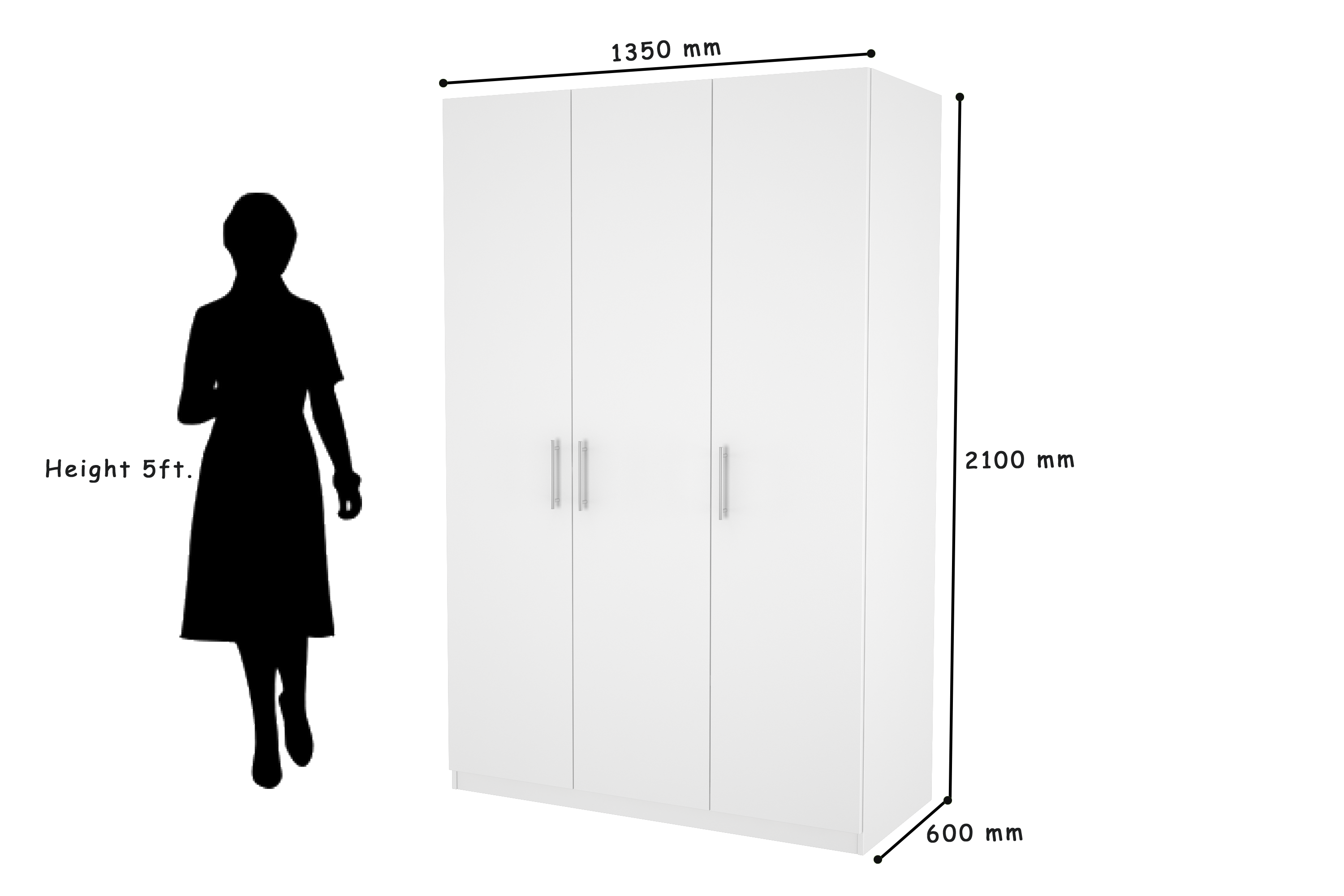 Elegant Three Door Wardrobe D3