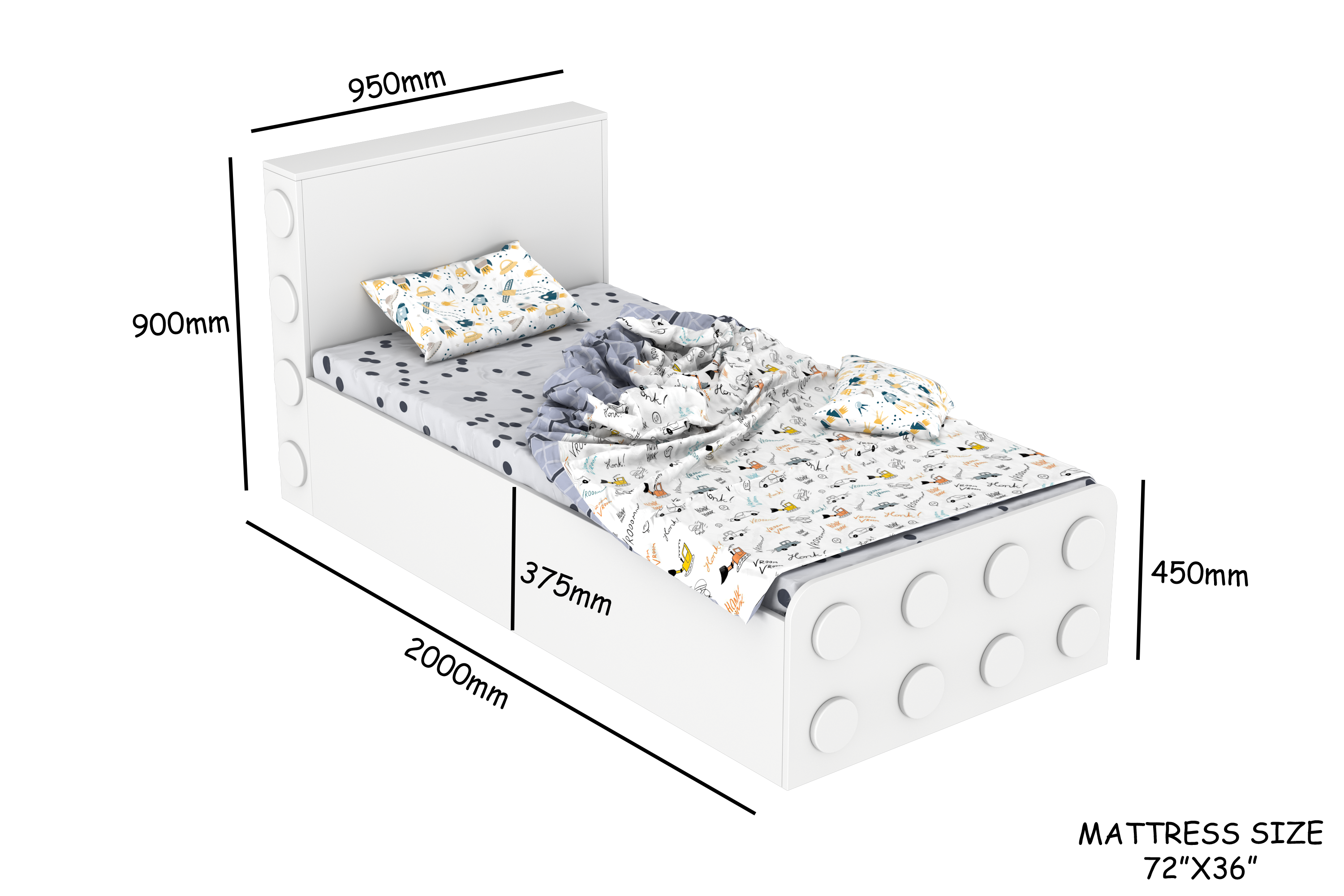 Lego Inspired Single Bed D1