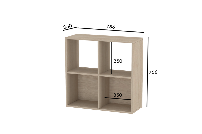 Montessori 2x2 Shelves In Oak & acacia laminate