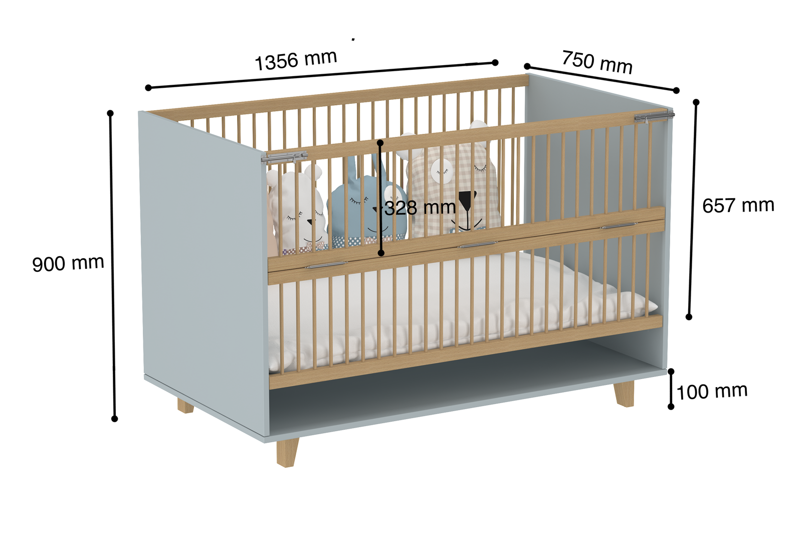 Elegant Light Crib with Folding Sides