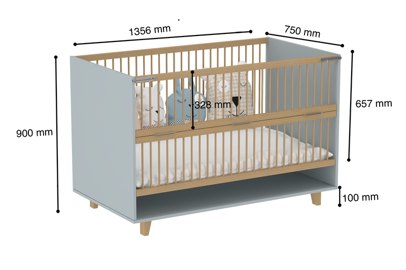 Elegant Light Crib with Folding Sides