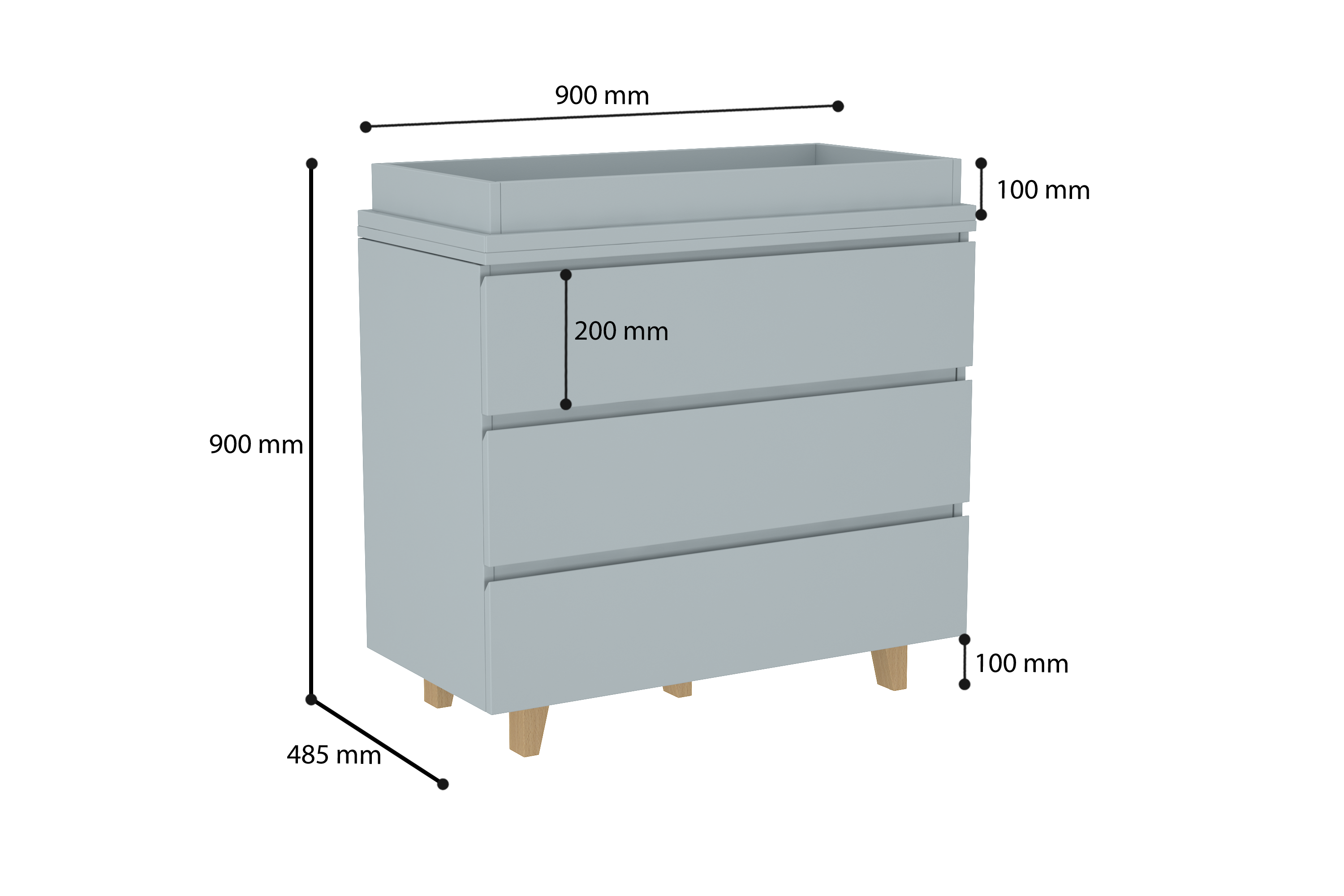 LittleBird Changing Station X1 in Grey with Groove Handle